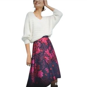 Antgropologie‎ Eva Franco Floral Pink and Black Skirt